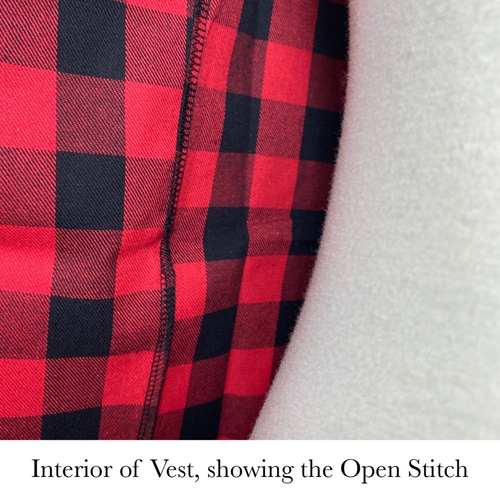 Red & Black Buffalo Plaid Asymmetric Open Vest - Picture 14 of 16